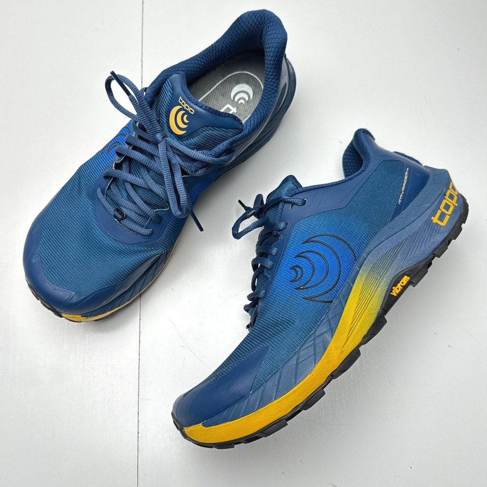 Topo Athletic MTN Racer 4 Mens Trail Running Shoes Navy Orange US 11 Vibram